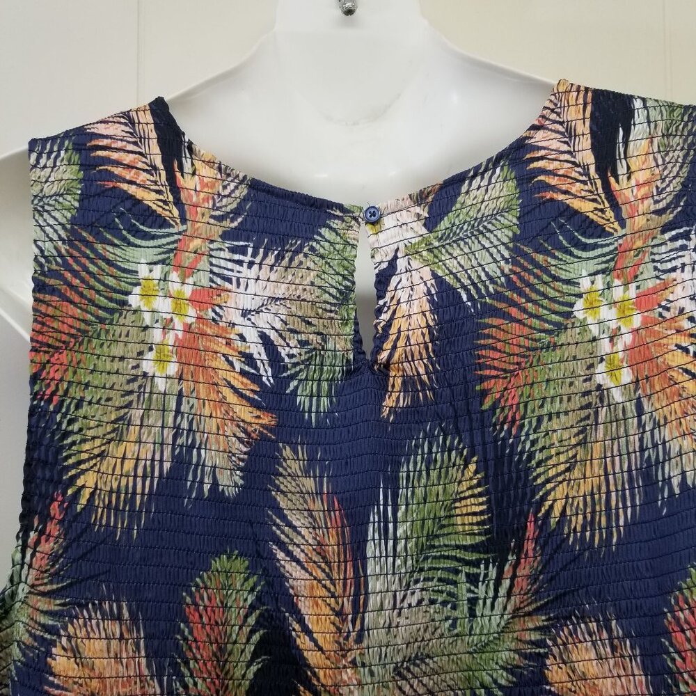 Terra Sky 3X Tropical Floral Dress Tiered Ruffle Sleeveless Summer Beach - Picture 6 of 10